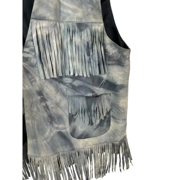 What goes Around Comes Around Goat Leather Fringed Vest Festival Boho Hippie M - Picture 9 of 12